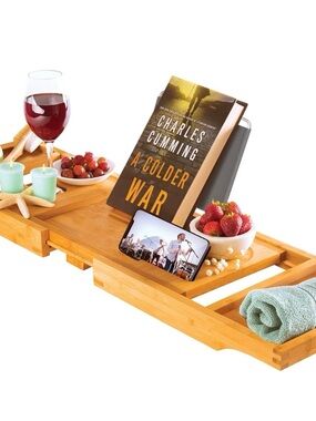 Bambusi Bamboo Luxurious Bathtub Tray New Sealed. Pamper Gift Relax Destress